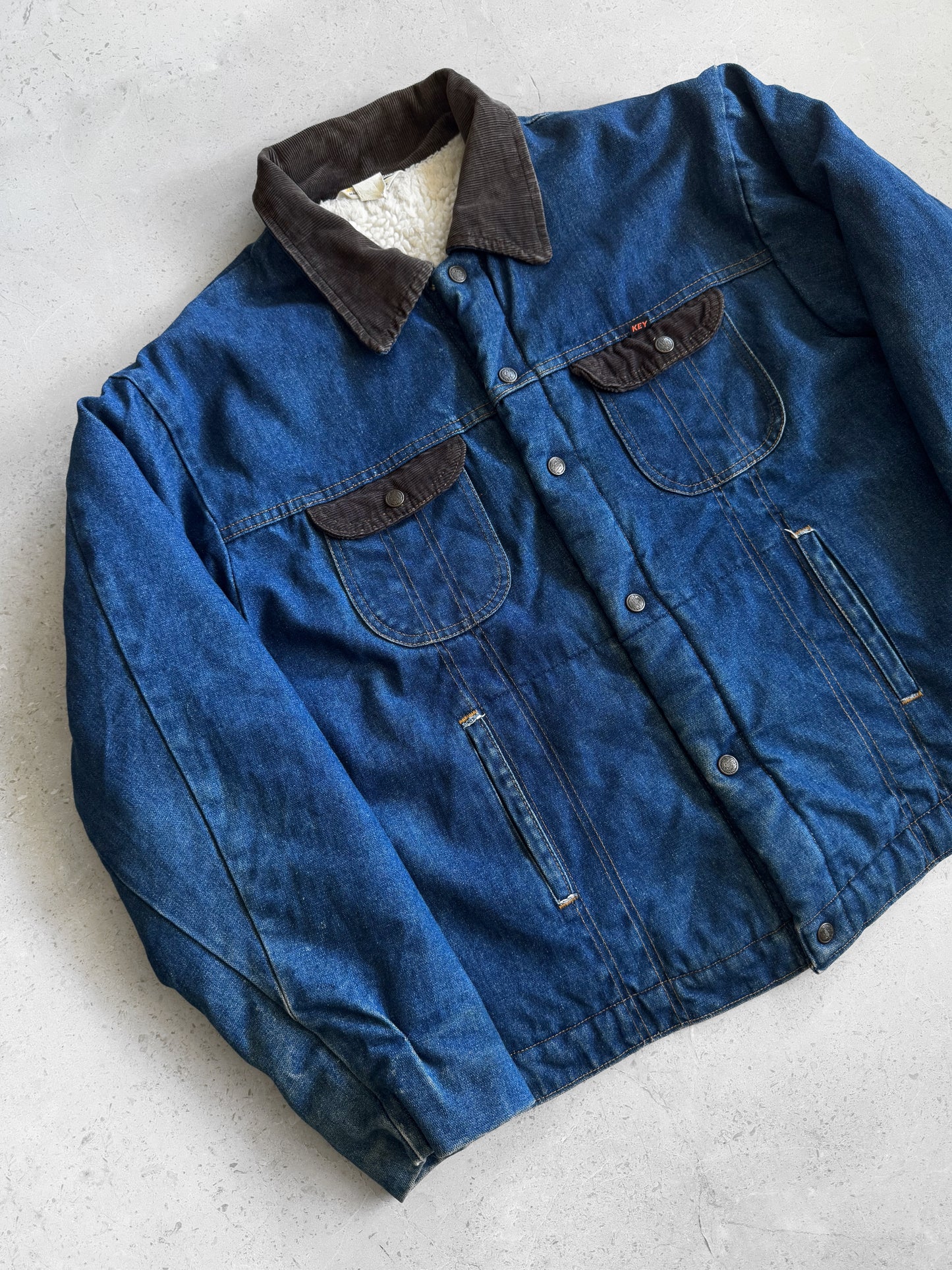 (L-XL) 1970’S VINTAGE KEY DENIM SHERPA JACKET