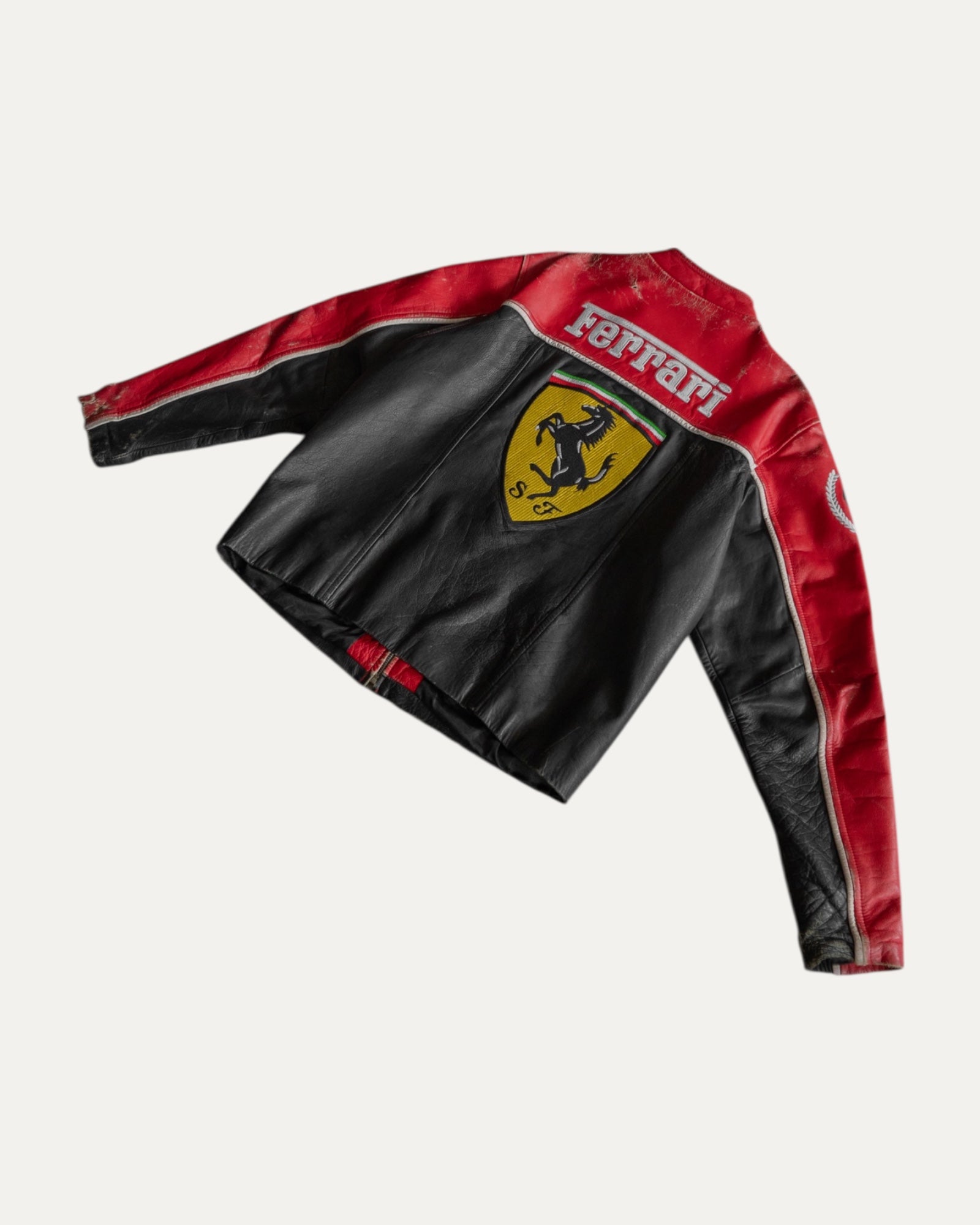 (M) 1990’S VINTAGE FERRARI RACING LEATHER JACKET