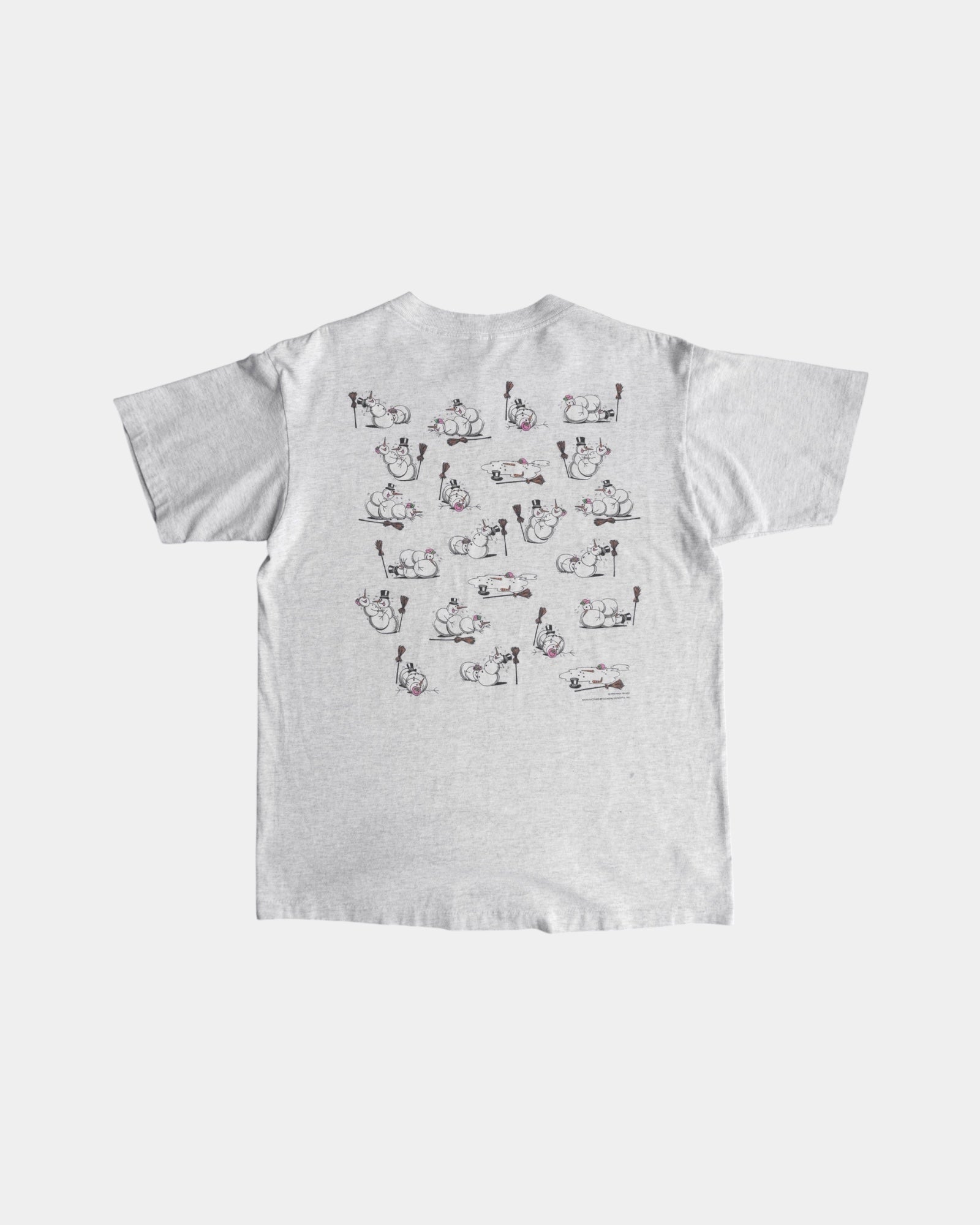 (L) 1992 VINTAGE DOUBLE SIDED SEX POSITIONS SNOWMAN TEE