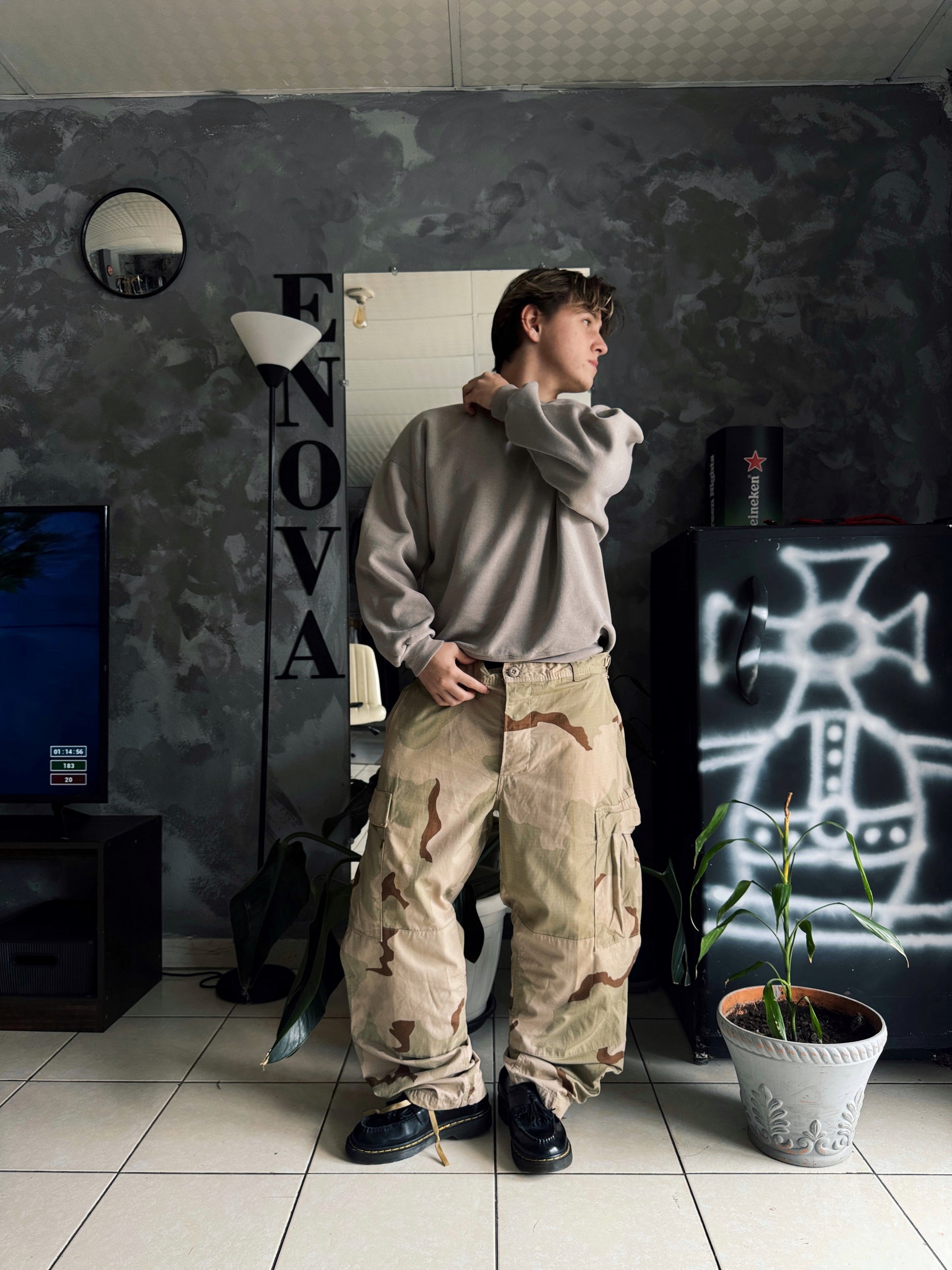 90’S VINTAGE CAMO MILITARY PANTS - 36x32