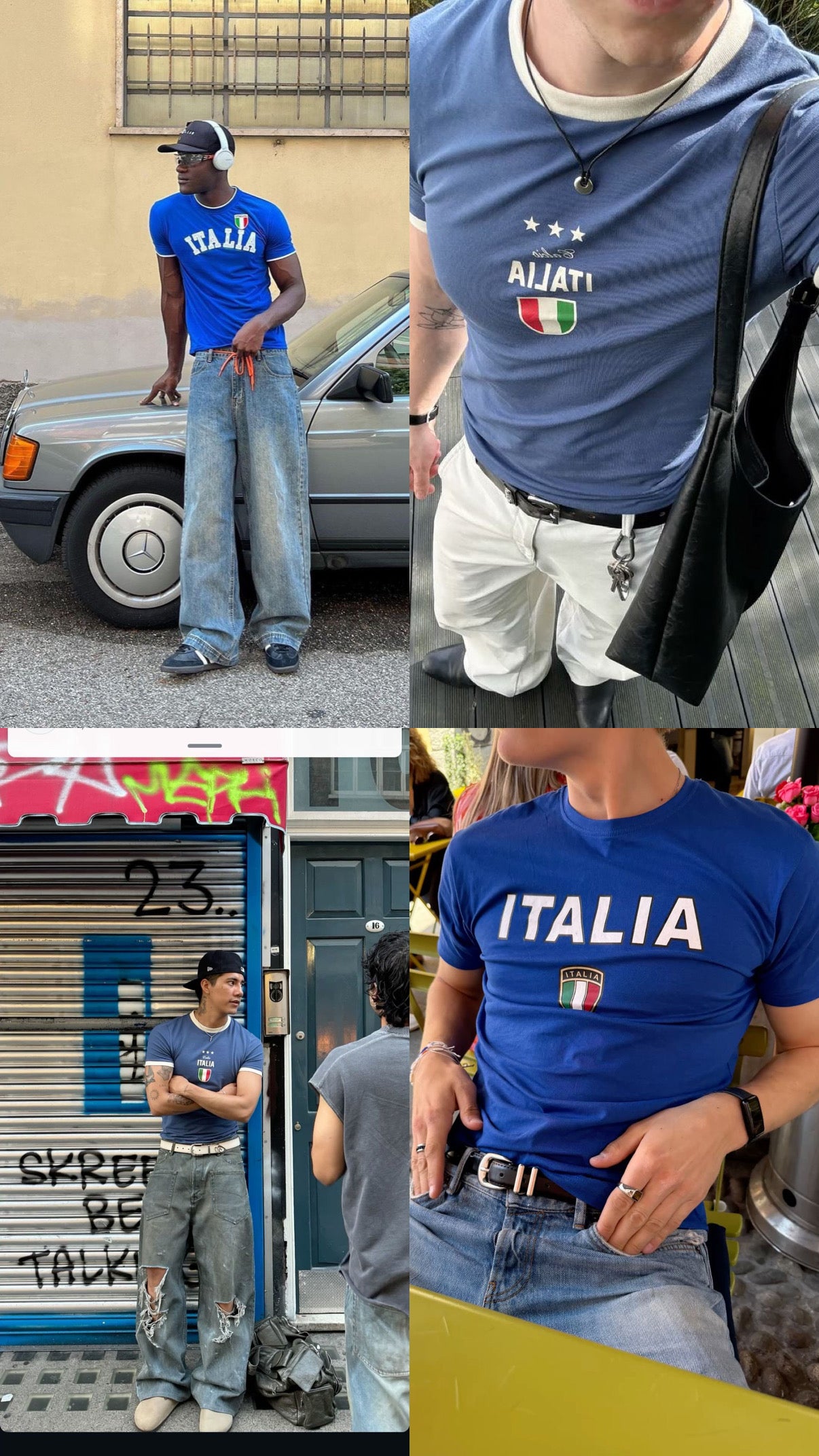 (S/M) VINTAGE ITALIA RINGER TEE