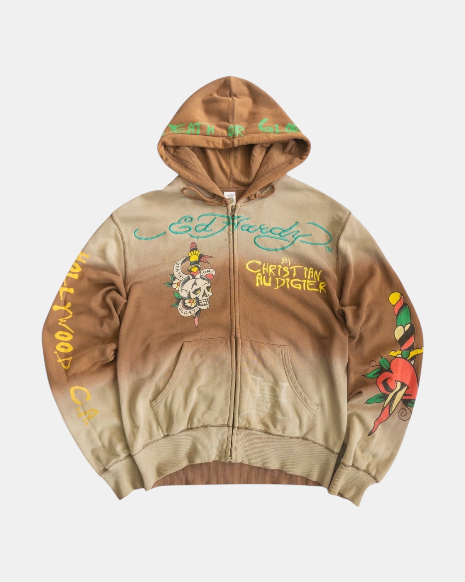 (L) VINTAGE ED HARDY FADED RARE PIECE HOODIE