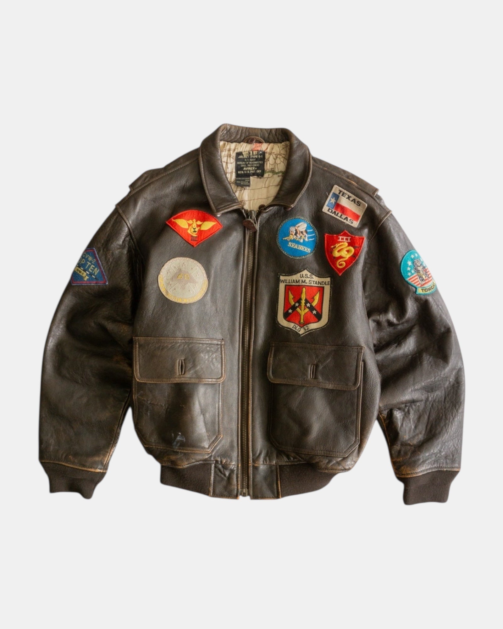 (L) RARE VINTAGE AVIREX LEATHER TYPE G-1 TOP GUN JACKET