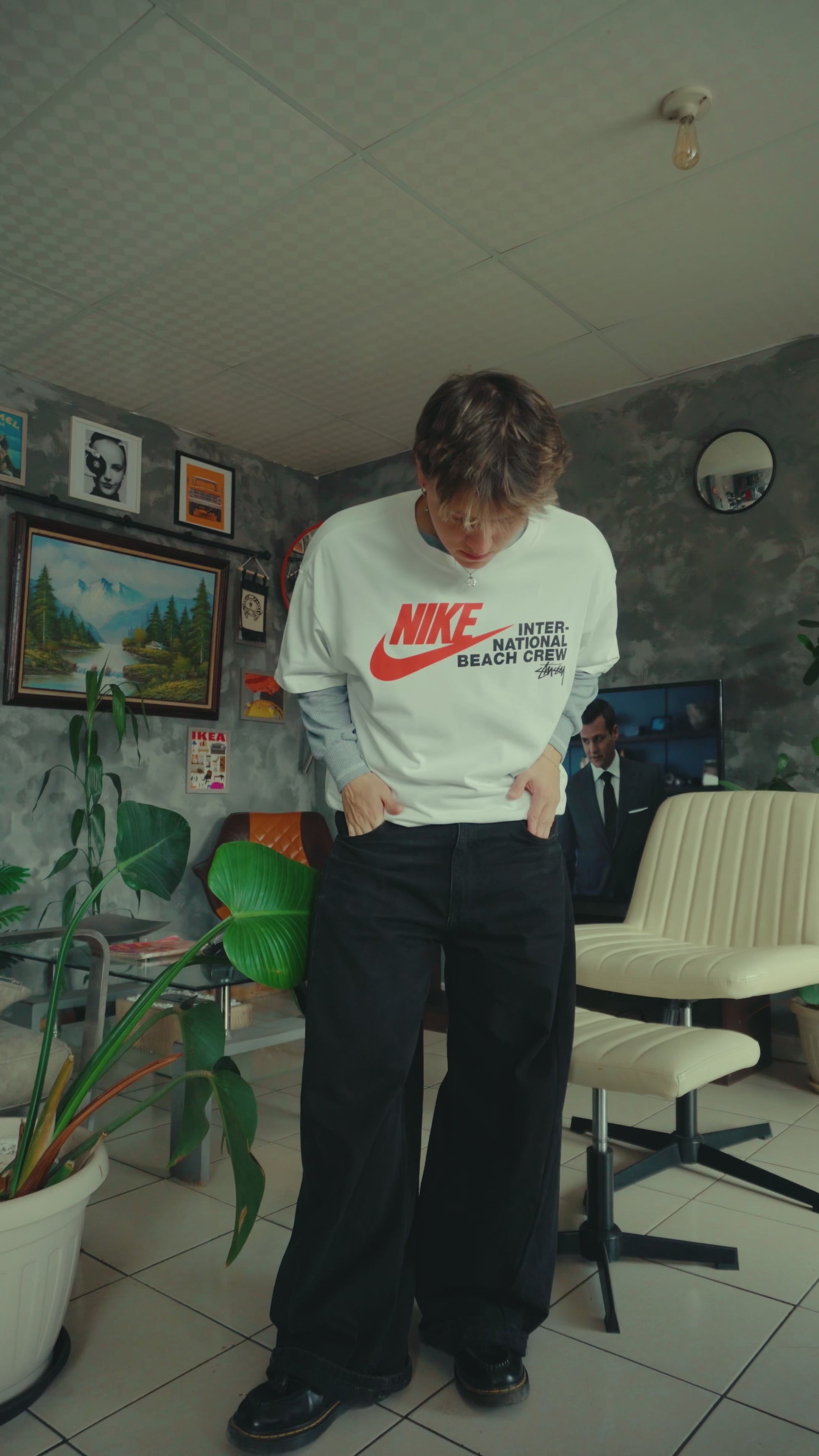 (L) NIKE X STÜSSY INTERNATIONAL BEACH CREW TEE