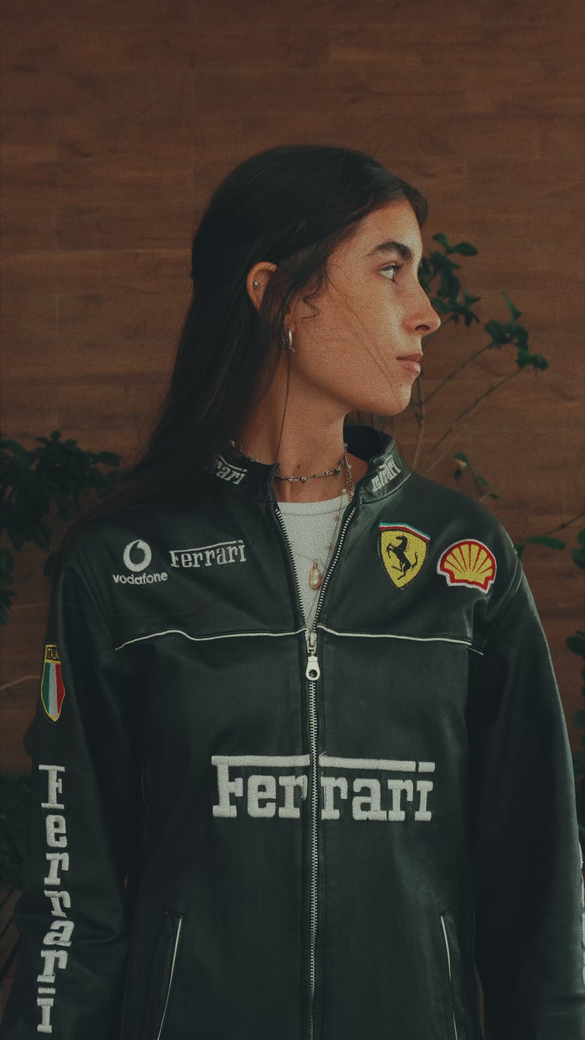 (M) VINTAGE FERRARI RACING LEATHER JACKET