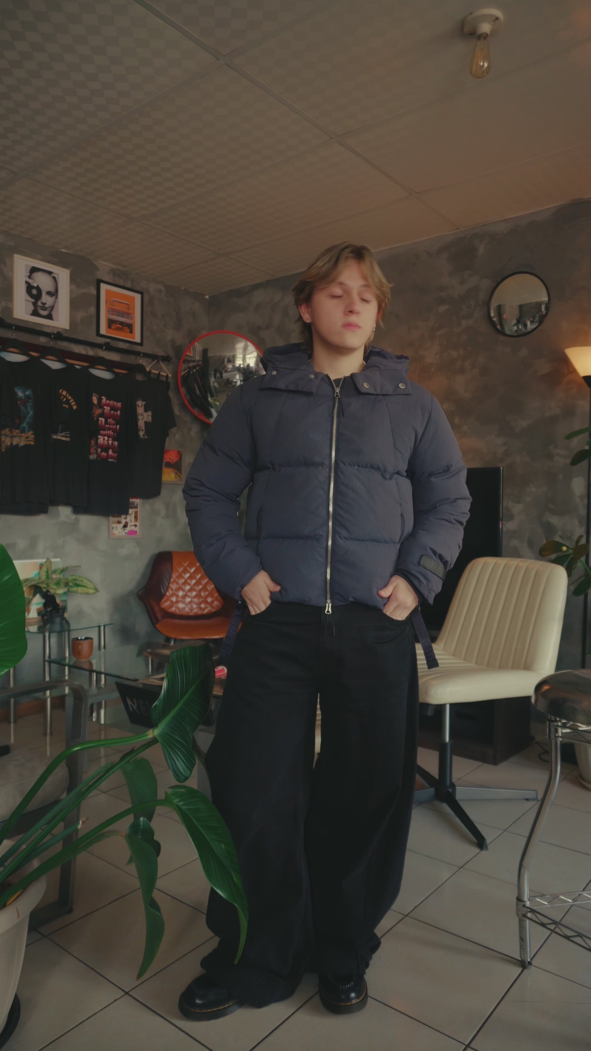 (FIT M) KITH NAVY PUFFER JACKET