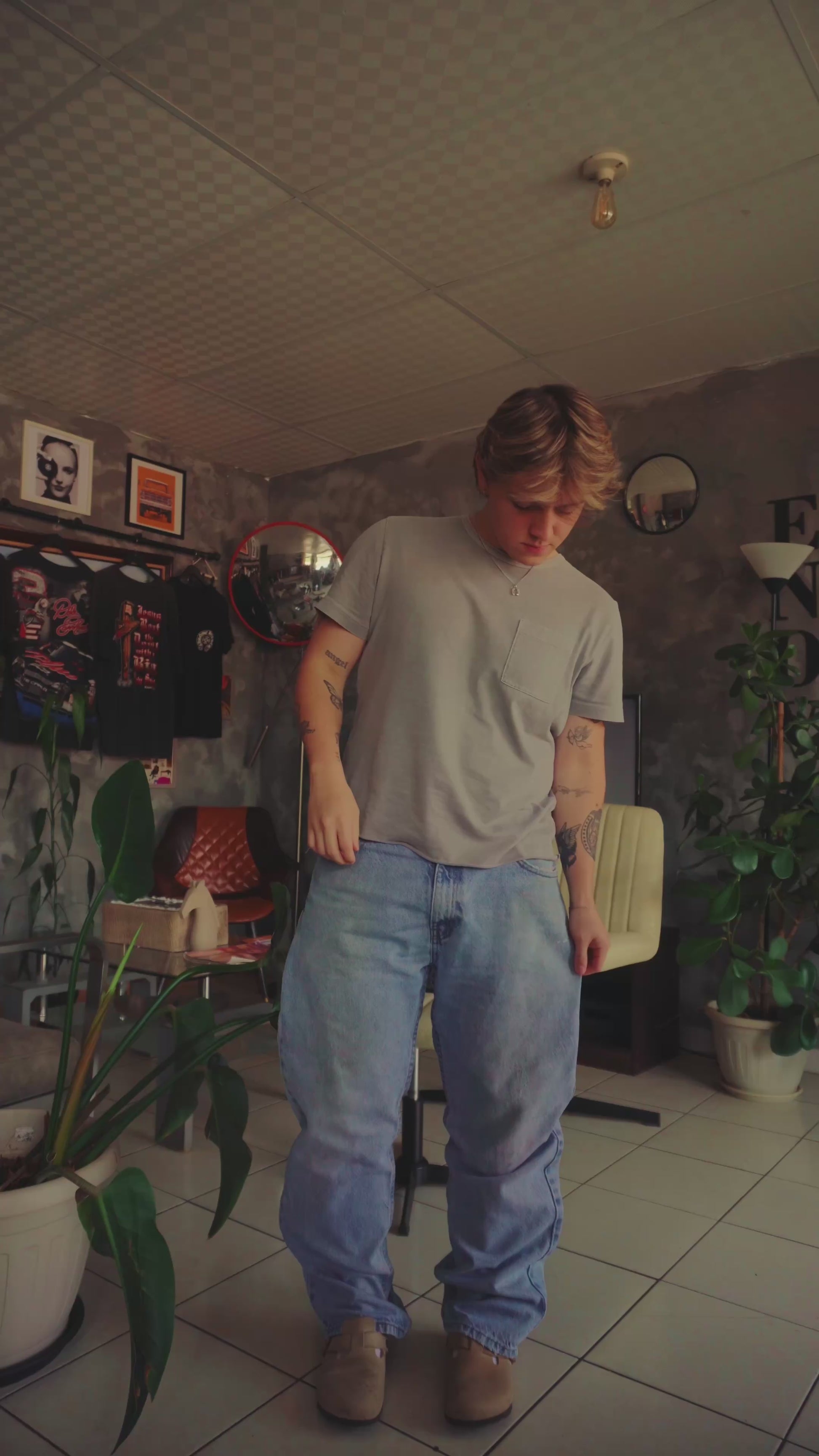 VINTAGE LEVIS STRAUSS WASHED DENIM PANTS - 36x30