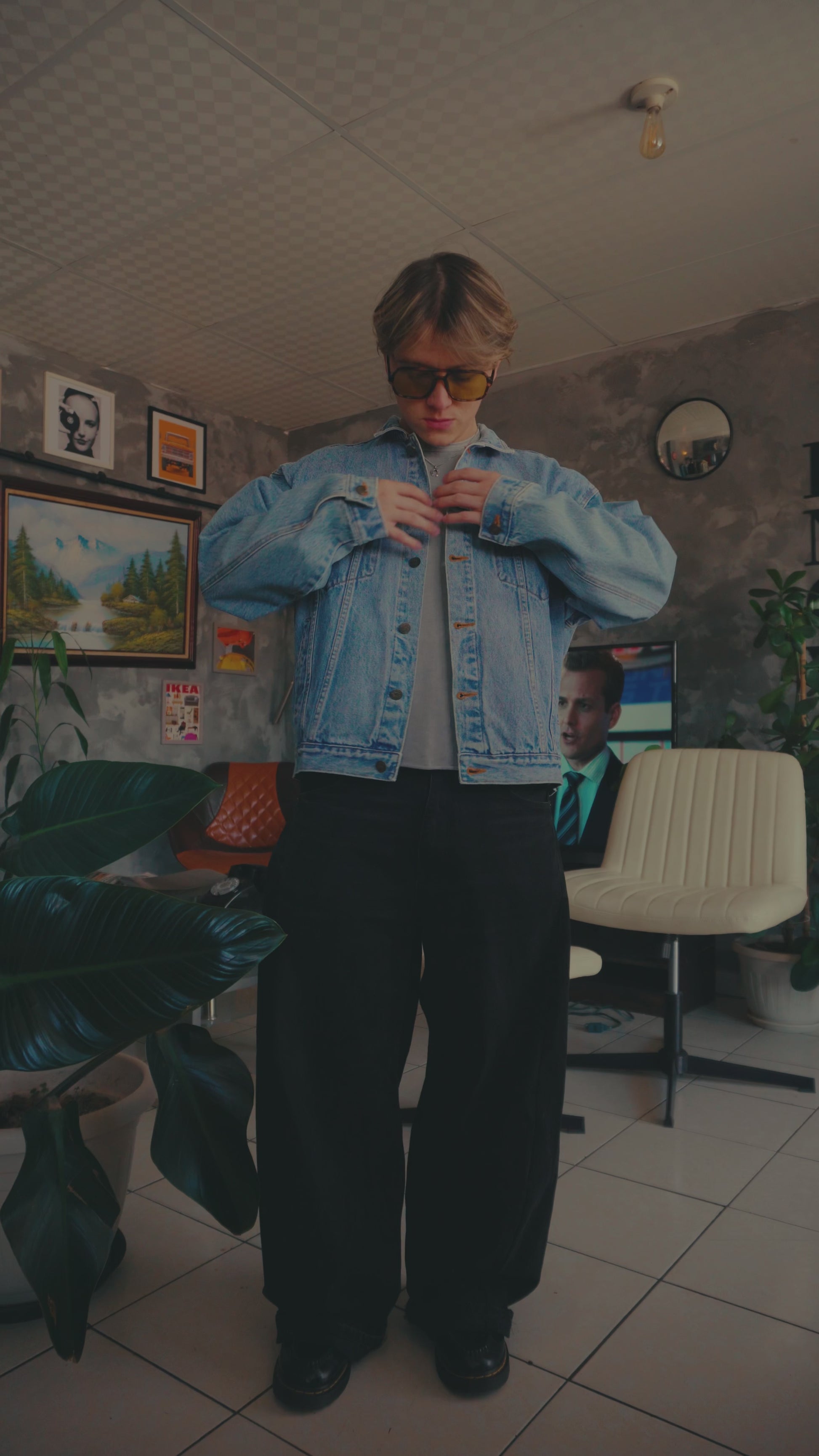 (L) VINTAGE MADE IN KOREA DENIM TRUCKER JACKET