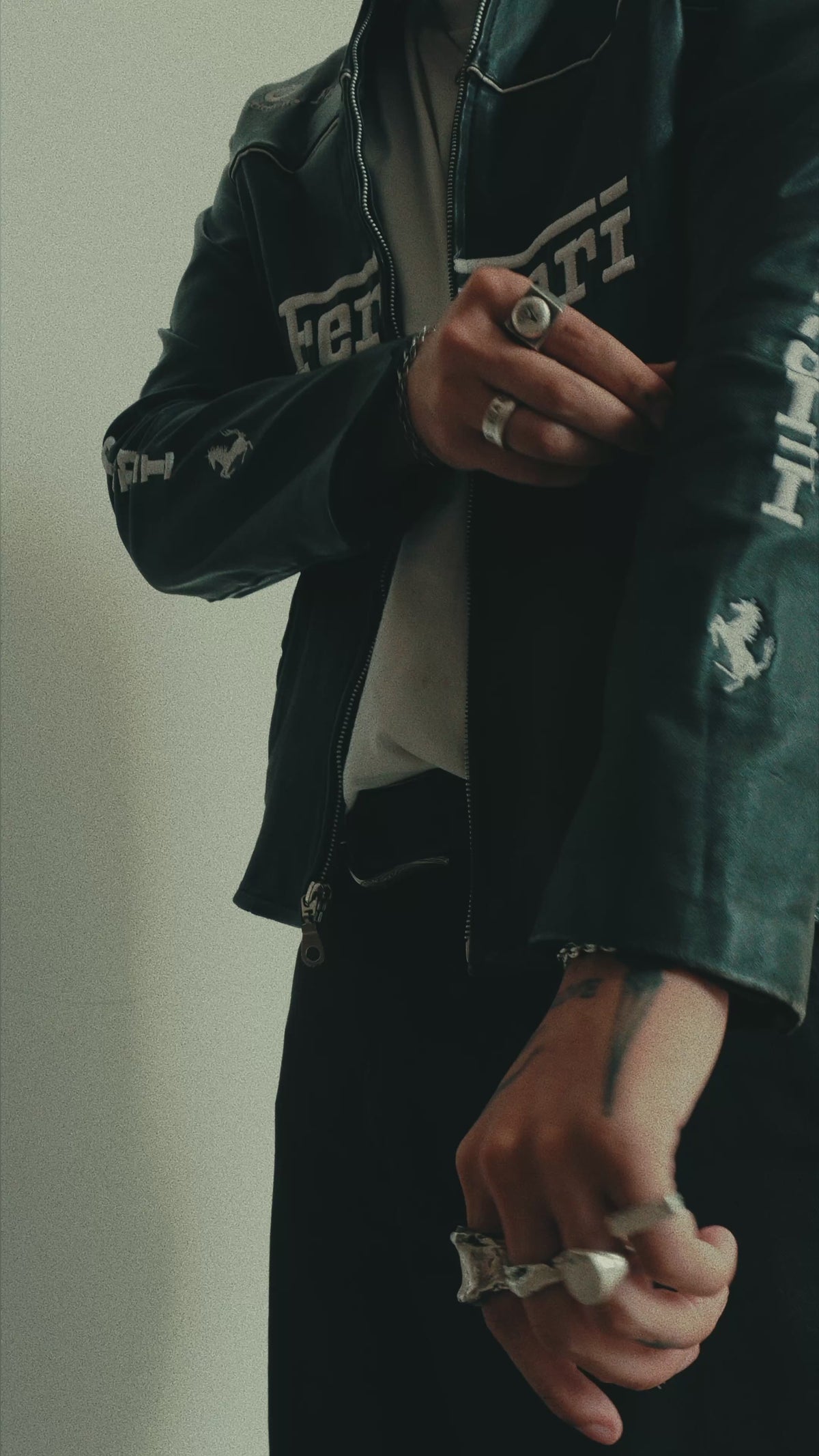 (M) VINTAGE FERRARI RACING LEATHER JACKET