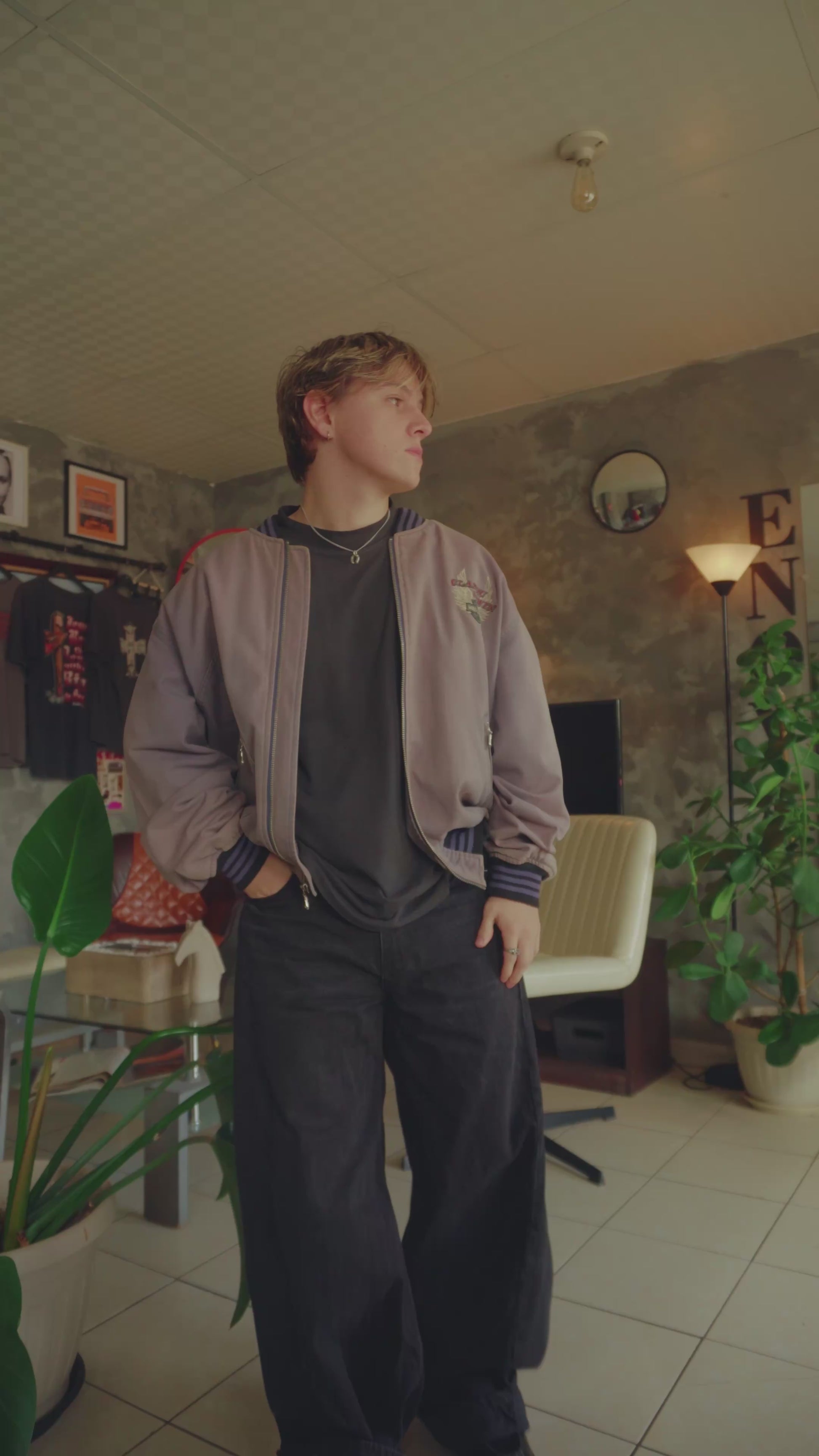 (L) 90’S VINTAGE HARLEY DAVIDSON FADED D-POCKET BOMBER JACKET