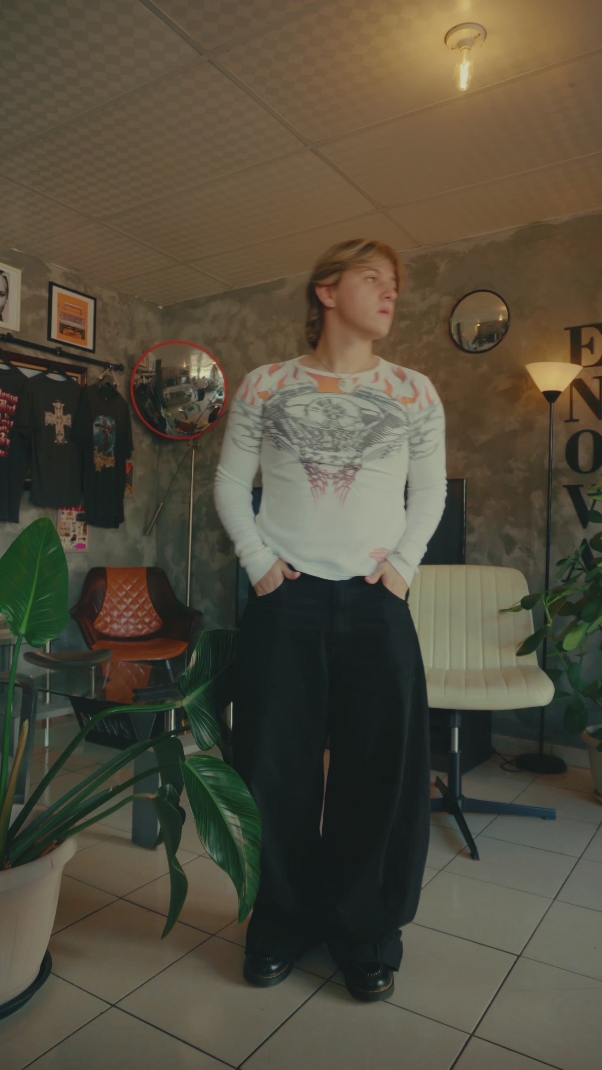 (S) VINTAGE HARLEY DAVIDSON Y2K FLAMES THERMAL