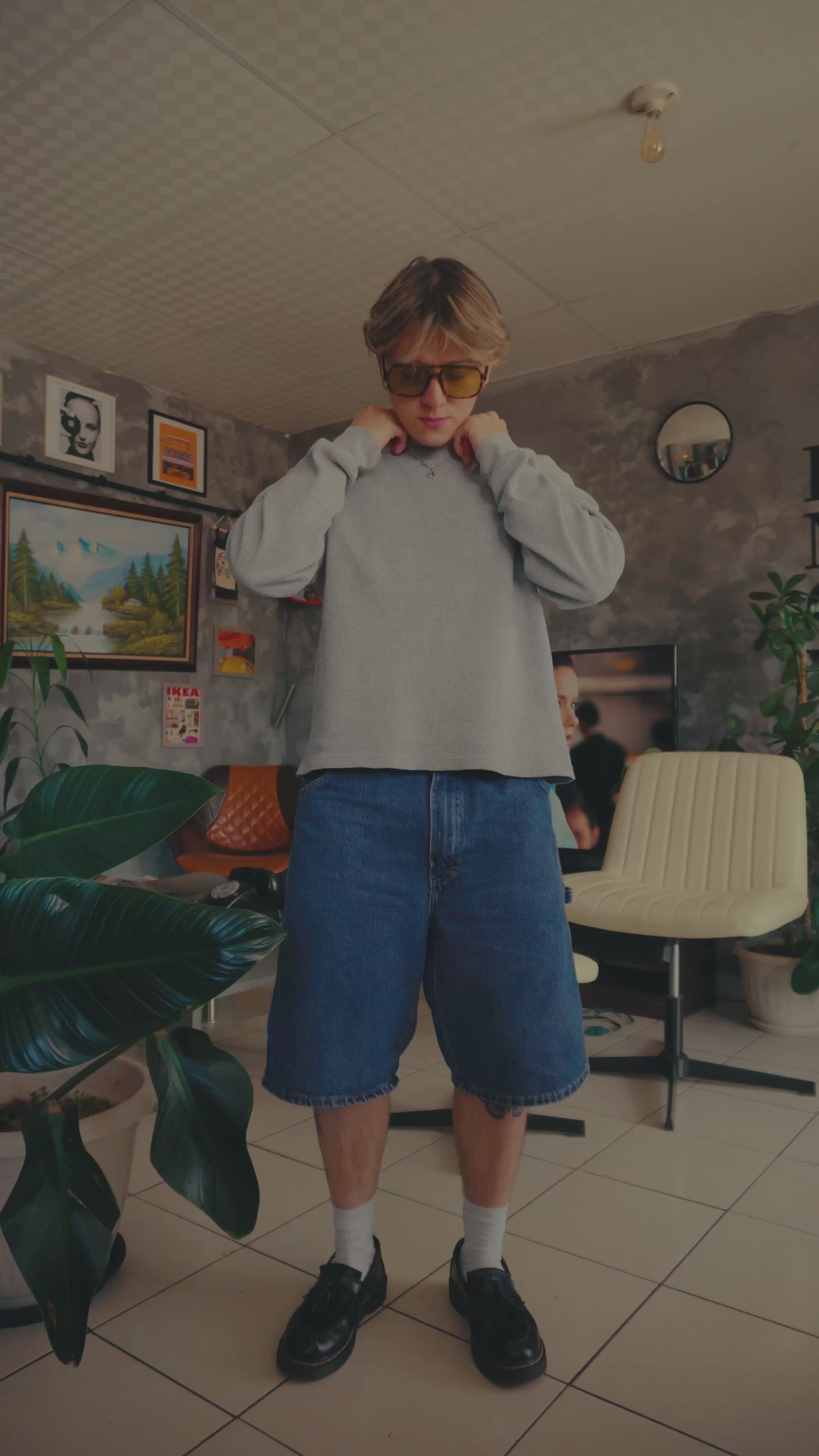 VINTAGE DICKIES DENIM CARPENTER JORT - 36