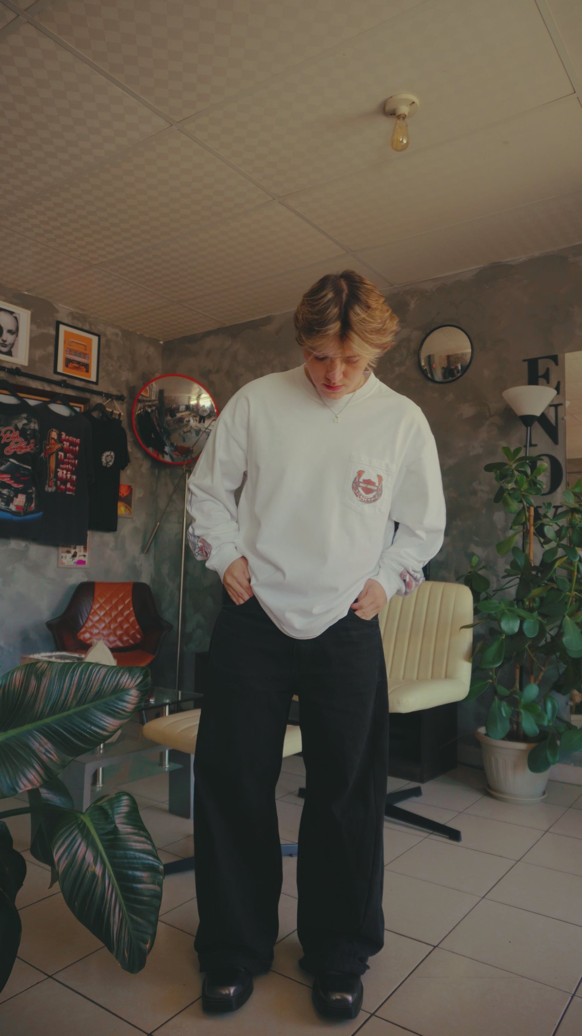 (XL) HARLEY DAVIDSON HORSESHOE FLAMES LONG SLEEVE